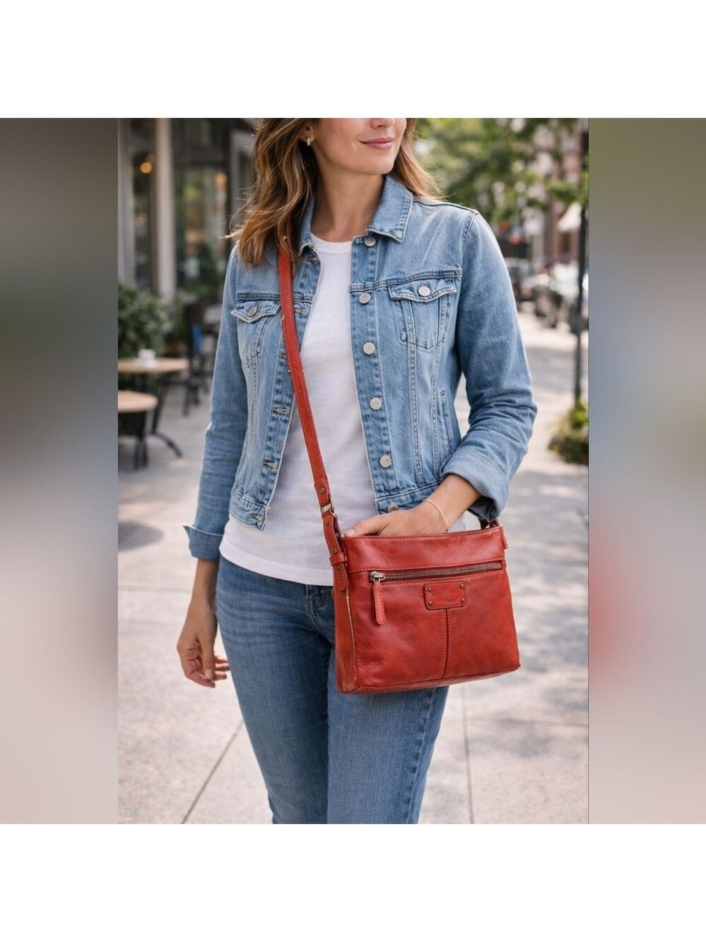 Gianni Conti Padua Red Leather Crossbody Messenger Bag